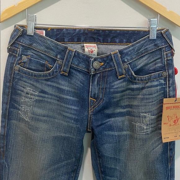 True Religion Women's Johnny Blue Low Rise Straight Leg Jeans NWT Size 28 - Picture 7 of 15